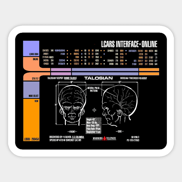 Computer Readout Showing Aliens With Big Heads Sticker by Starbase79